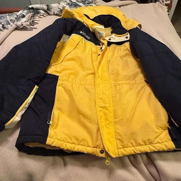 Columbia Two-Tone Yellow and Navy Puffer Jacket - Picture 1 of 3